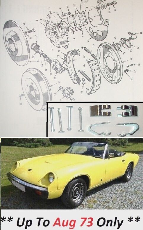 REAR BRAKE SHOE FITTING (Hold Down) KIT (Jensen Healey Mk1) (**1972- Aug 73 Only**)